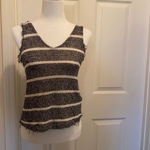 Zara Striped Sleeveless Blouse with Rough Edges
